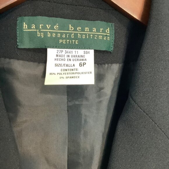 Harve Benard Women’s Blazer Black Size 6P Petite Classic Career Jacket - Picture 3 of 10
